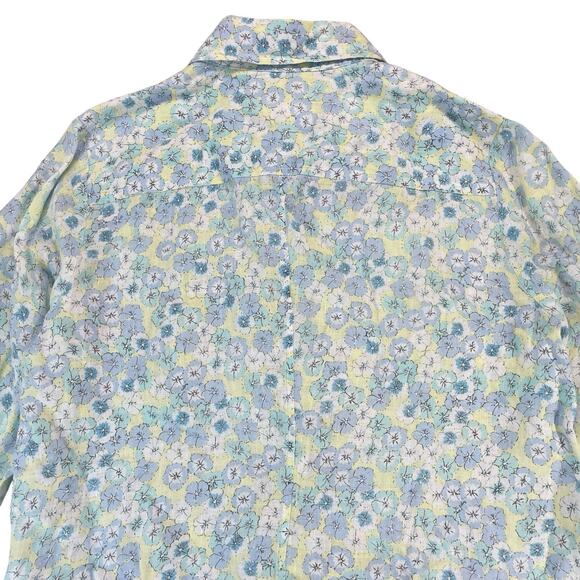 Liz Claiborne Floral 100% Linen Button Up Shirt Womens Sz L Feminine Bloomcore - Picture 7 of 13